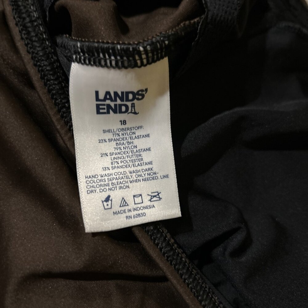 Land's End Womens Crossover VNeck Modest Tankini Top 18W Brown Plus Size - Picture 7 of 8